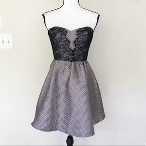NWT ASTR Metallic Lace Strapless Skater Dress